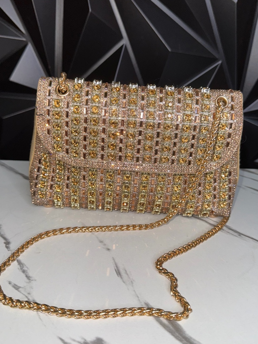 🔥✨Gold Crystal-Embellished Women's Chain Clutch